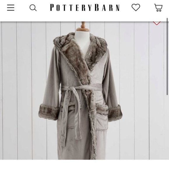 Pottery Barn Other - Pottery Barn - Gray Caramel Ombre Tipped Faux Fur Plush Robe